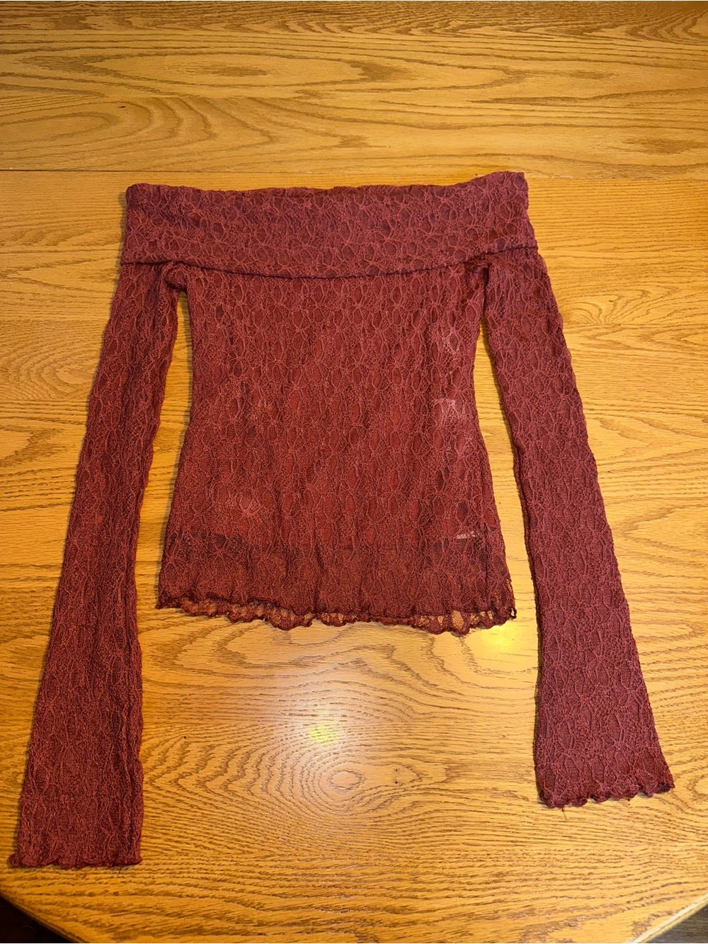 Forever 21 Lace Off-Shoulder Top - Burgundy